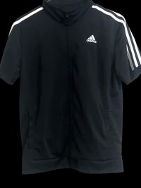 “Triple Stripe” Short Sleeve Zip Up