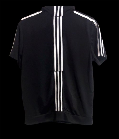 “Triple Stripe” Short Sleeve Zip Up