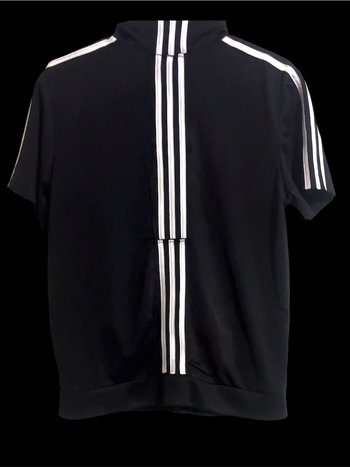 “Triple Stripe” Short Sleeve Zip Up